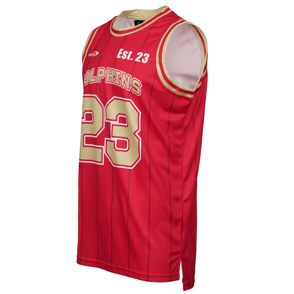 DOLPHINS 24 MENS BASKETBALL SINGLET RED