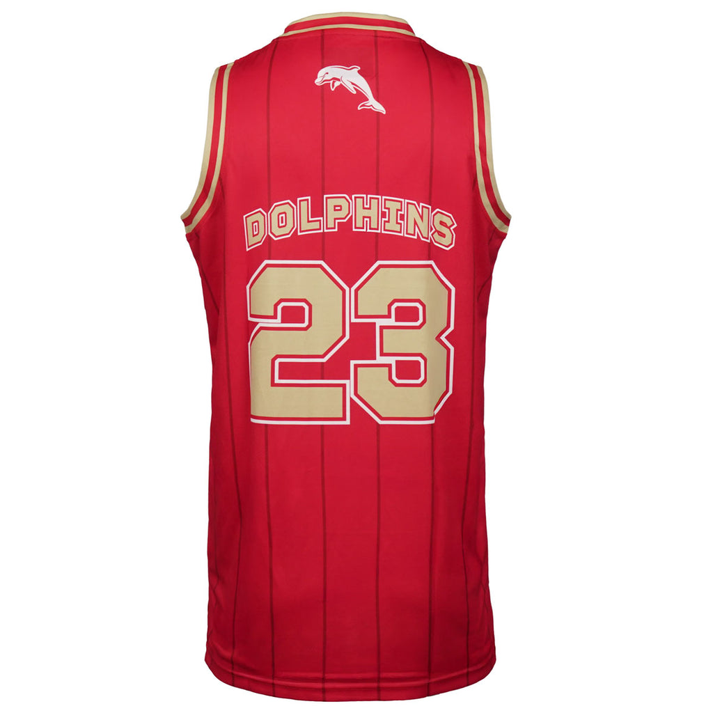 DOLPHINS 24 MENS BASKETBALL SINGLET RED