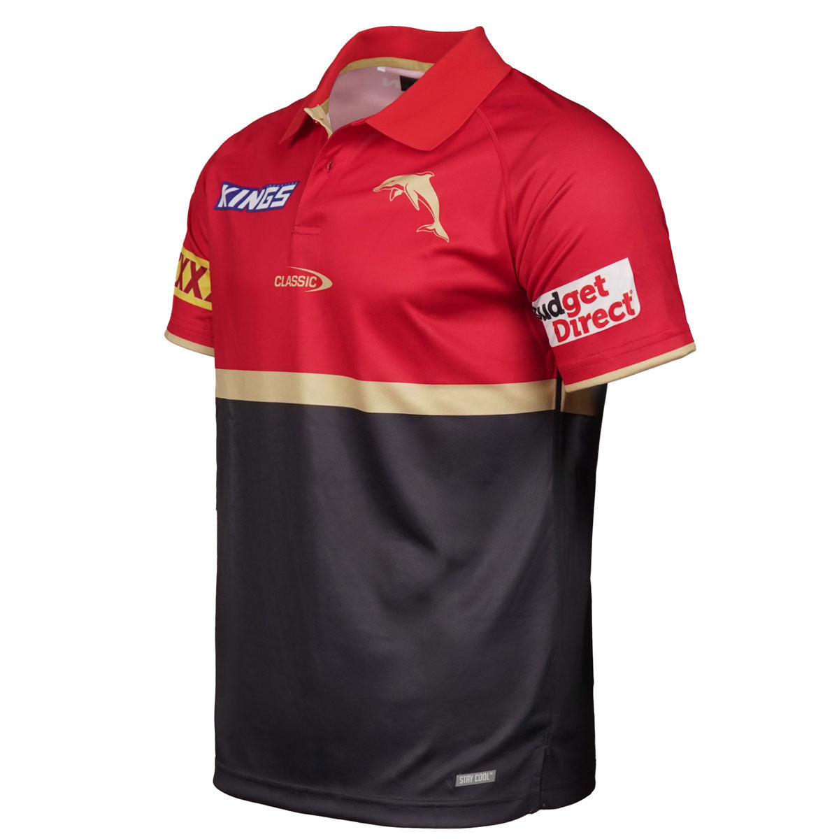 DOLPHINS 24 MENS MEDIA POLO RED