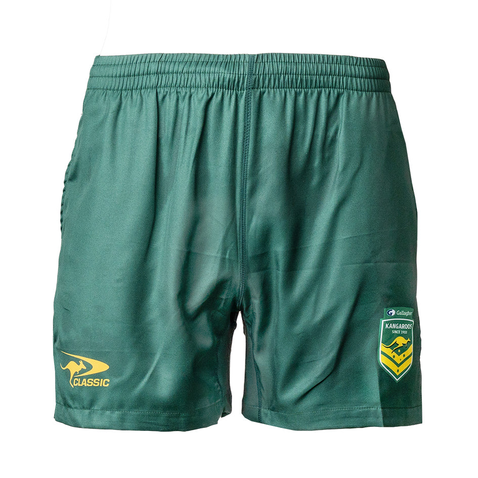 AUSTRALIAN KANGAROOS - MENS RETAIL PERFORMANCE GYM SHORTS GRN