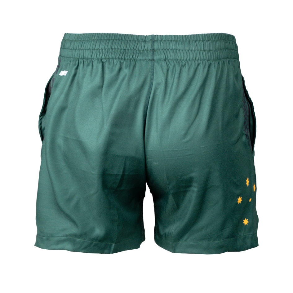 AUSTRALIAN KANGAROOS - MENS RETAIL PERFORMANCE GYM SHORTS GRN