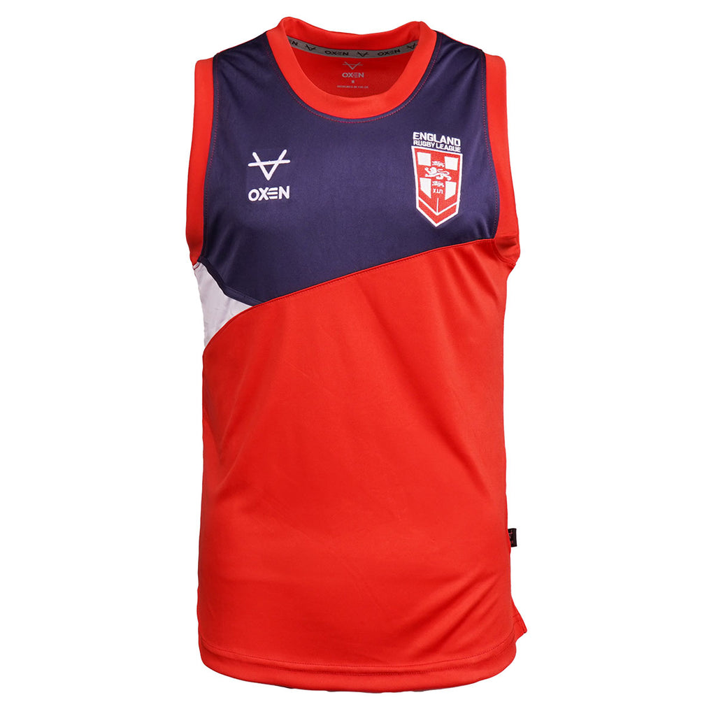 England RL Chest Panel Singlet Red JNR