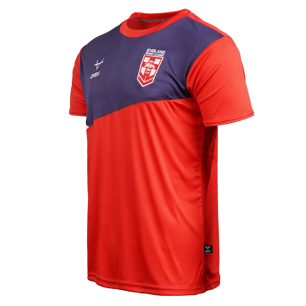 England RL Chest Panel Tee Red JNR