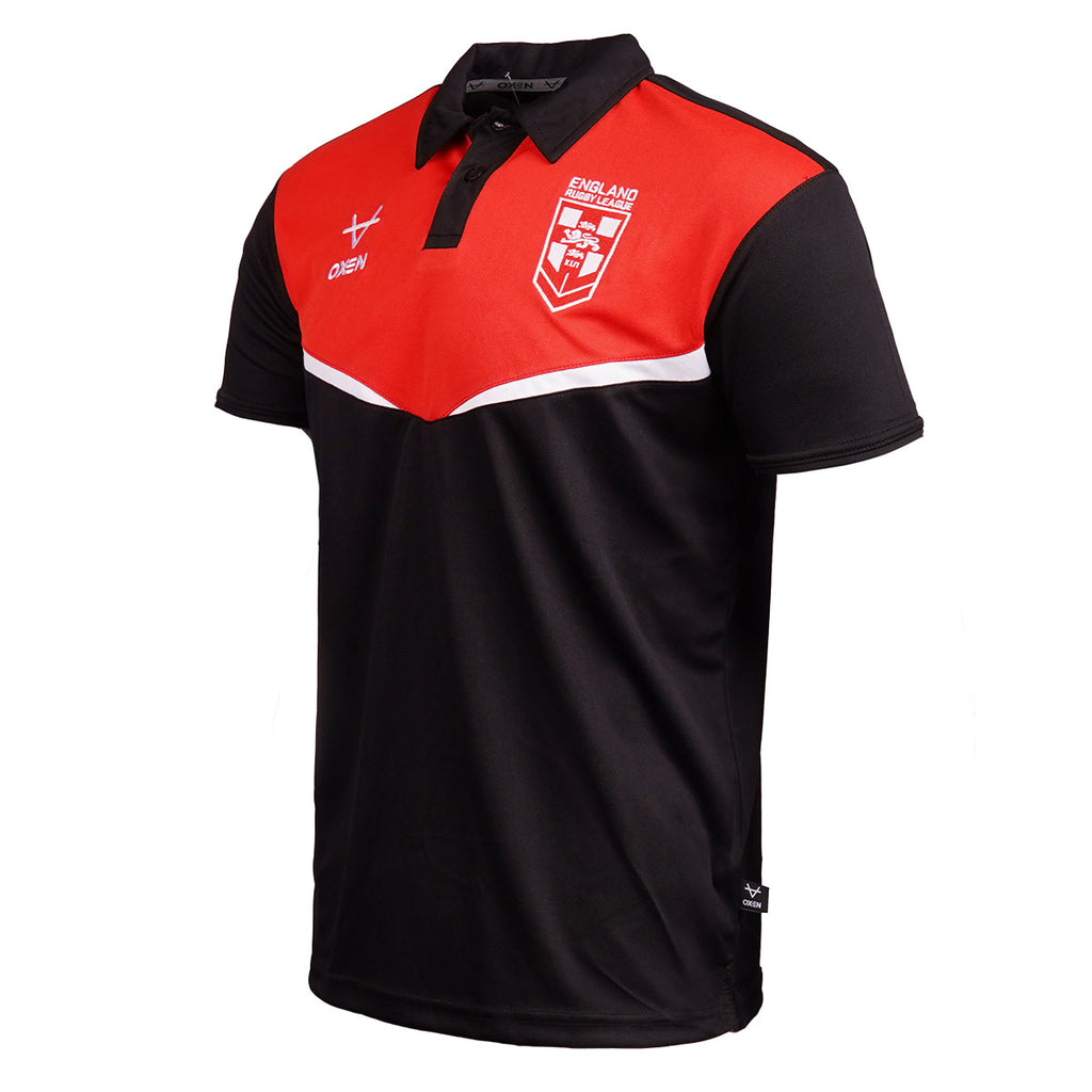 England RL Front Panel Polo Black