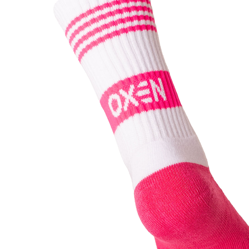 Oxen Band Crew Socks White/Pink