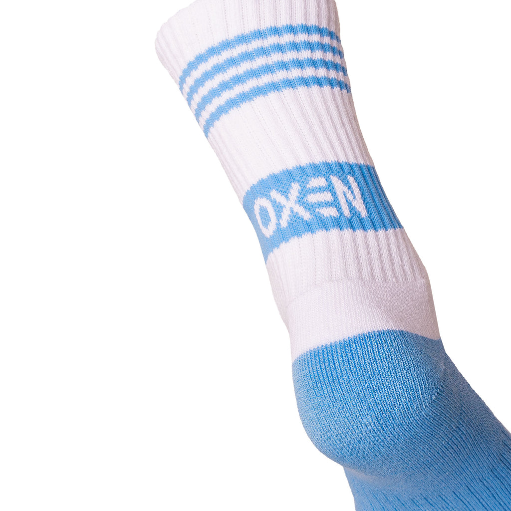 Oxen Band Crew Socks White/Sky