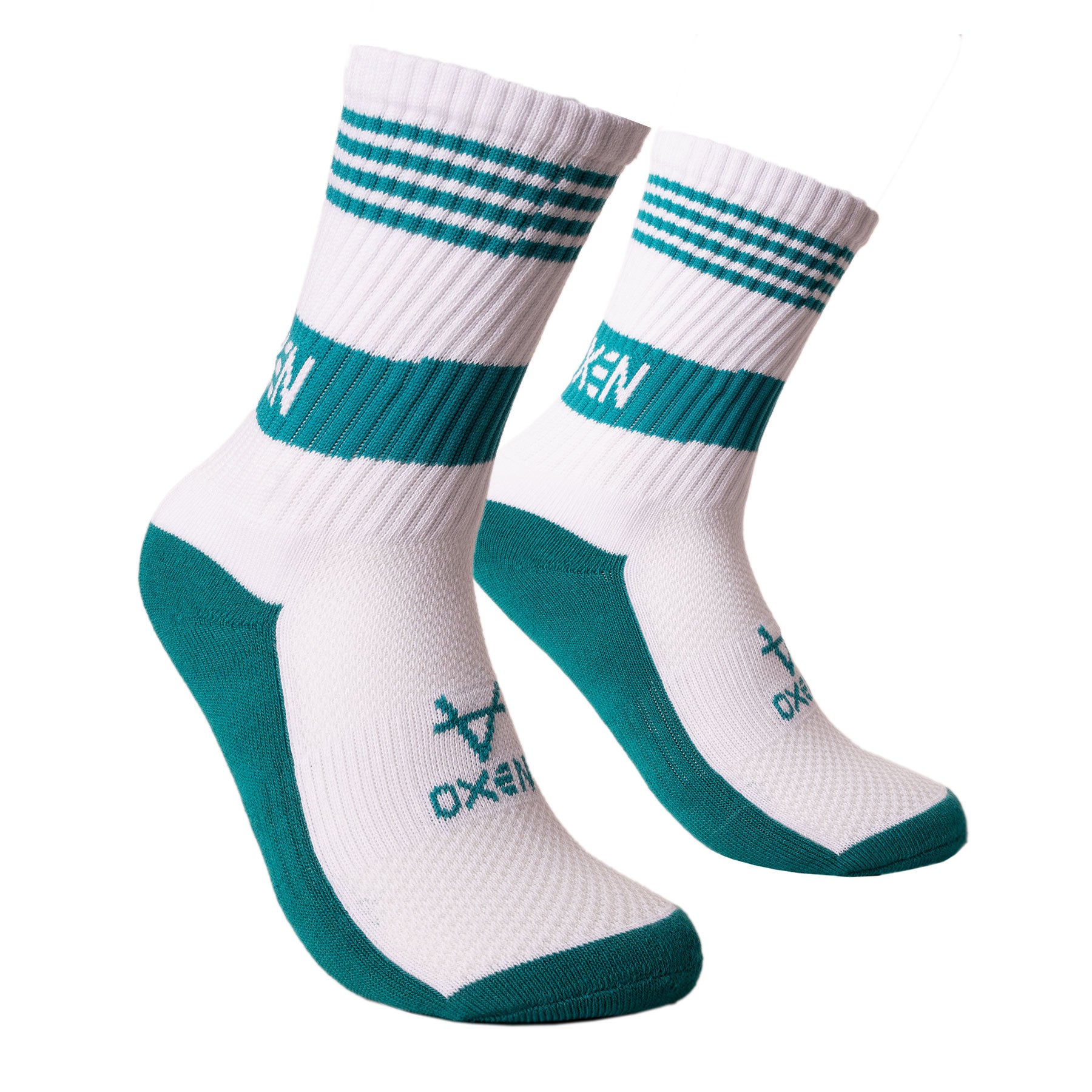 Oxen Band Crew Socks White/Teal