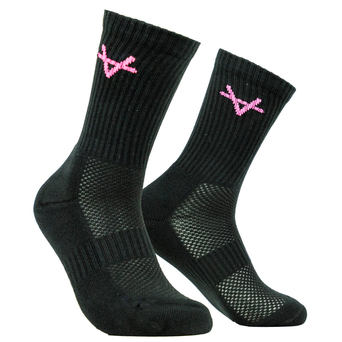 Oxen Black & Pink Crew Socks JNR