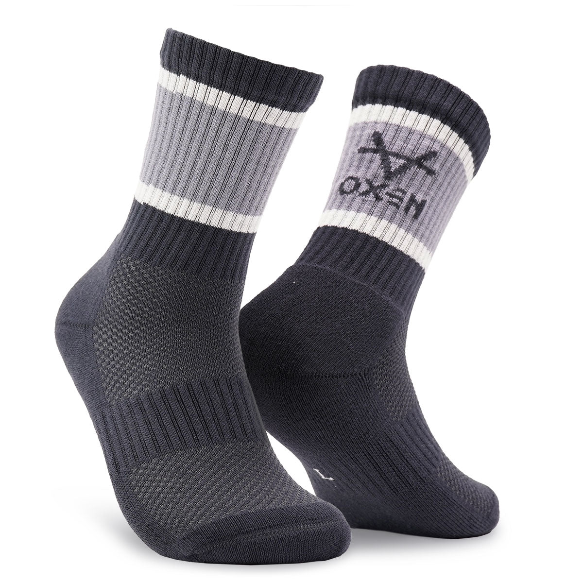 Oxen Block Sports Socks Charcoal/Grey/White