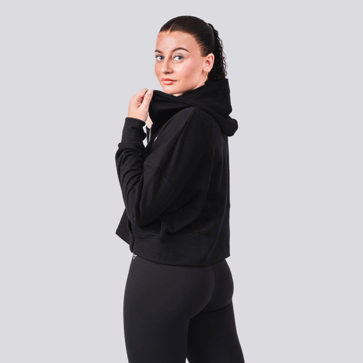 Oxen Cropped 1/4 Zip hoody Black