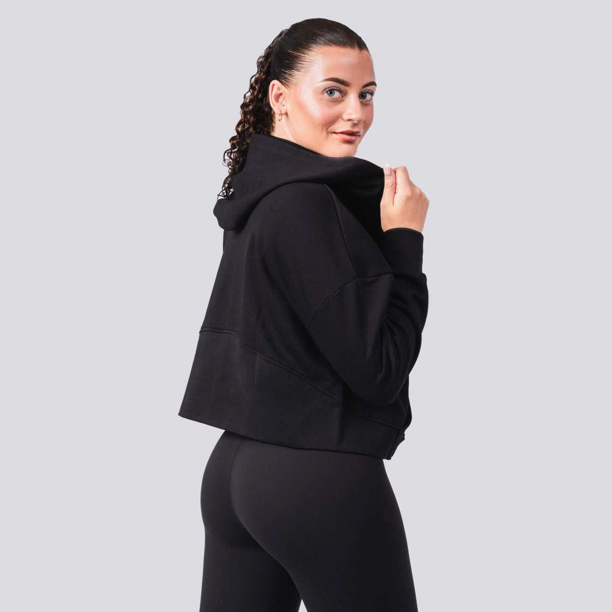 Oxen Cropped 1/4 Zip hoody Black