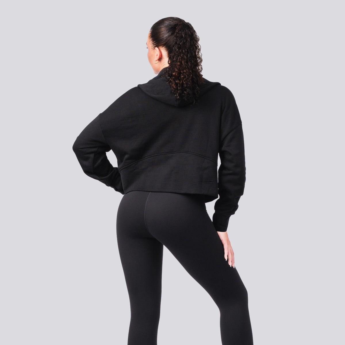 Oxen Cropped 1/4 Zip hoody Black