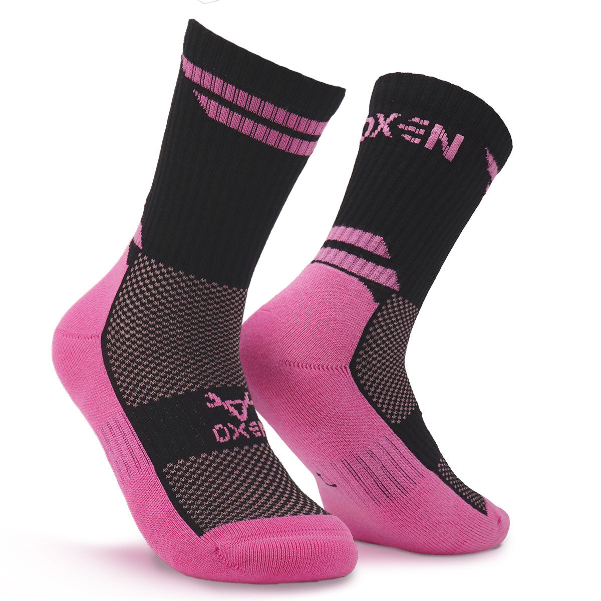 Oxen Contrast Crew Socks Black/Pink JNR