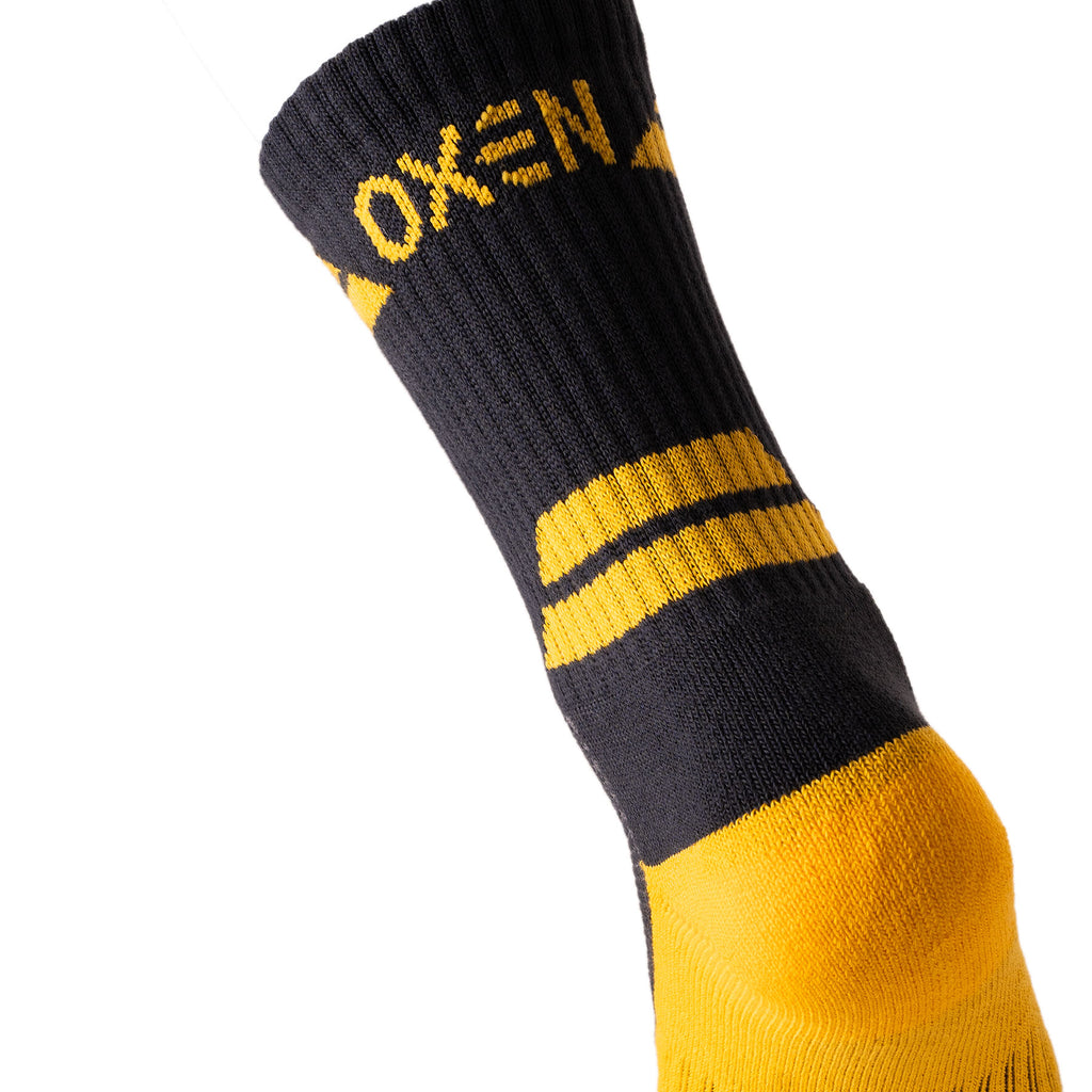 Oxen Contrast Crew Socks Charcoal/Amber