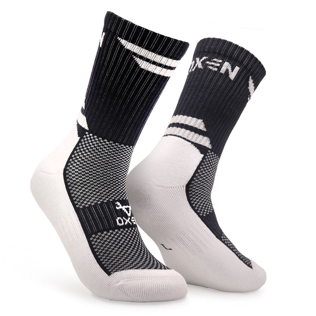 Oxen Contrast Crew Socks Charcoal/White JNR