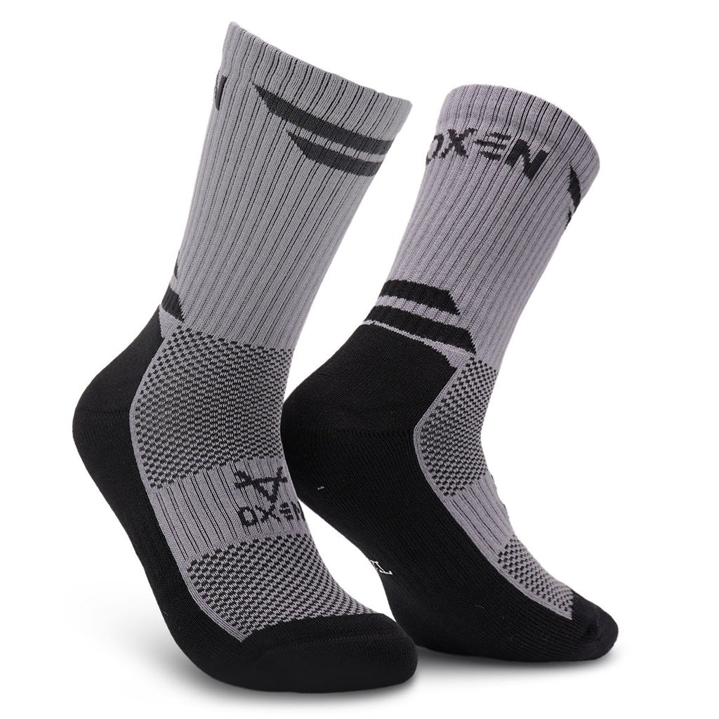 Oxen Contrast Crew Socks Grey/Black JNR