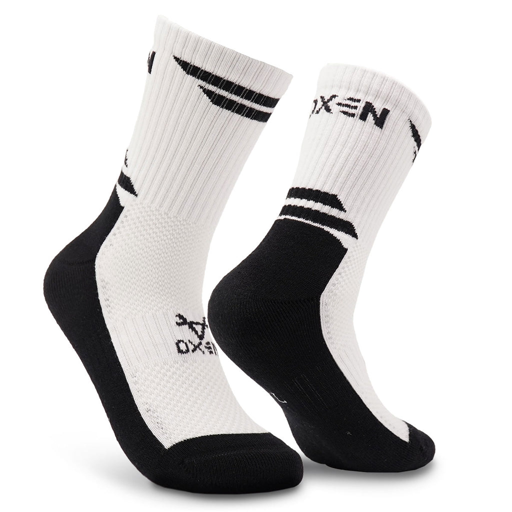 Oxen Contrast Crew Socks White/Black JNR