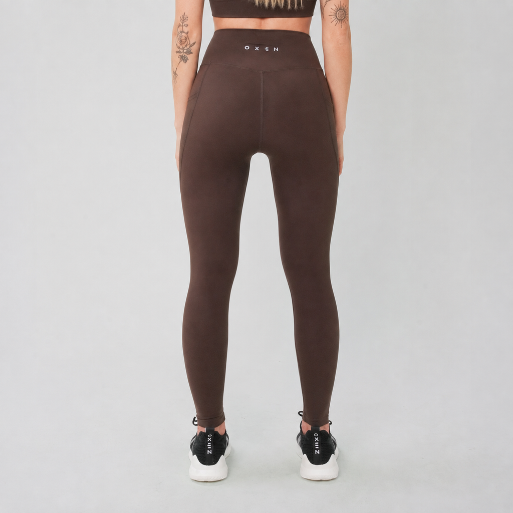 Oxen Womens Endure Sculpt Pocket Leggings Choc