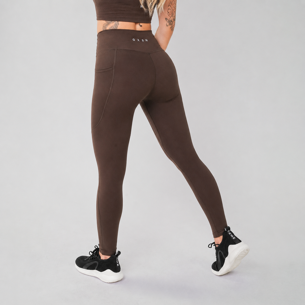Oxen Womens Endure Sculpt Pocket Leggings Choc