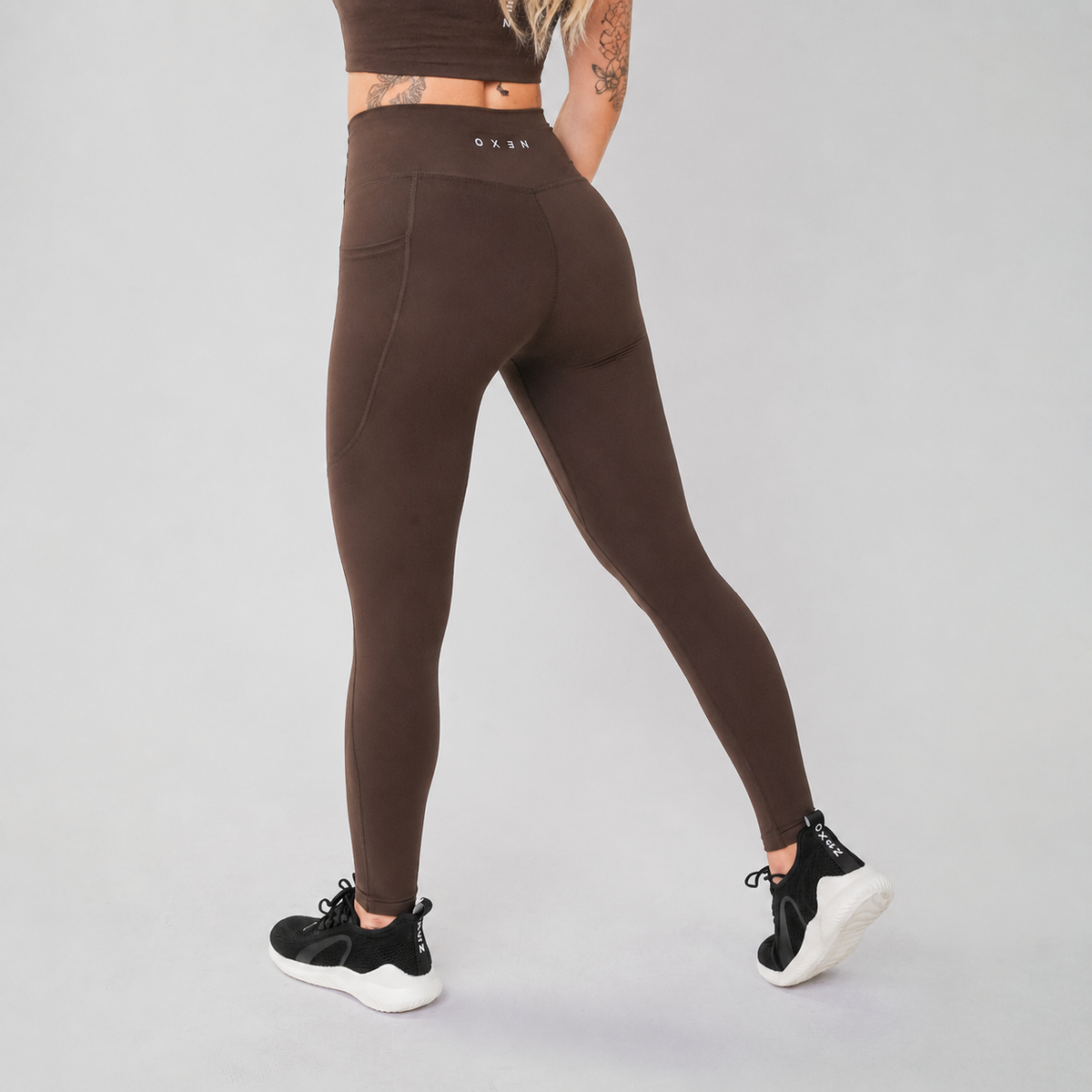Oxen Womens Endure Sculpt Pocket Leggings Choc