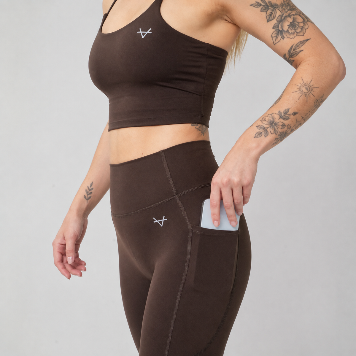 Oxen Womens Endure Sculpt Pocket Leggings Choc