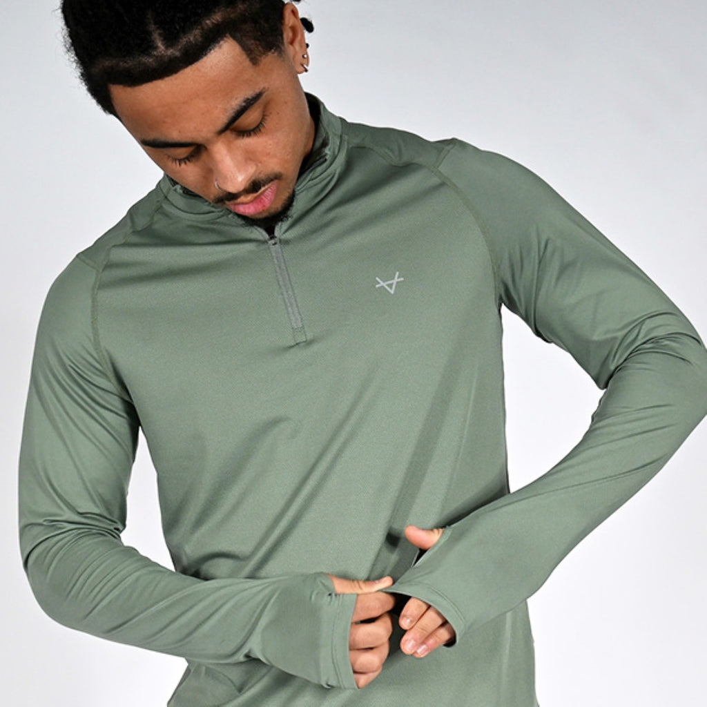 Oxen Mens Endure Performance QZ Midlayer Olive