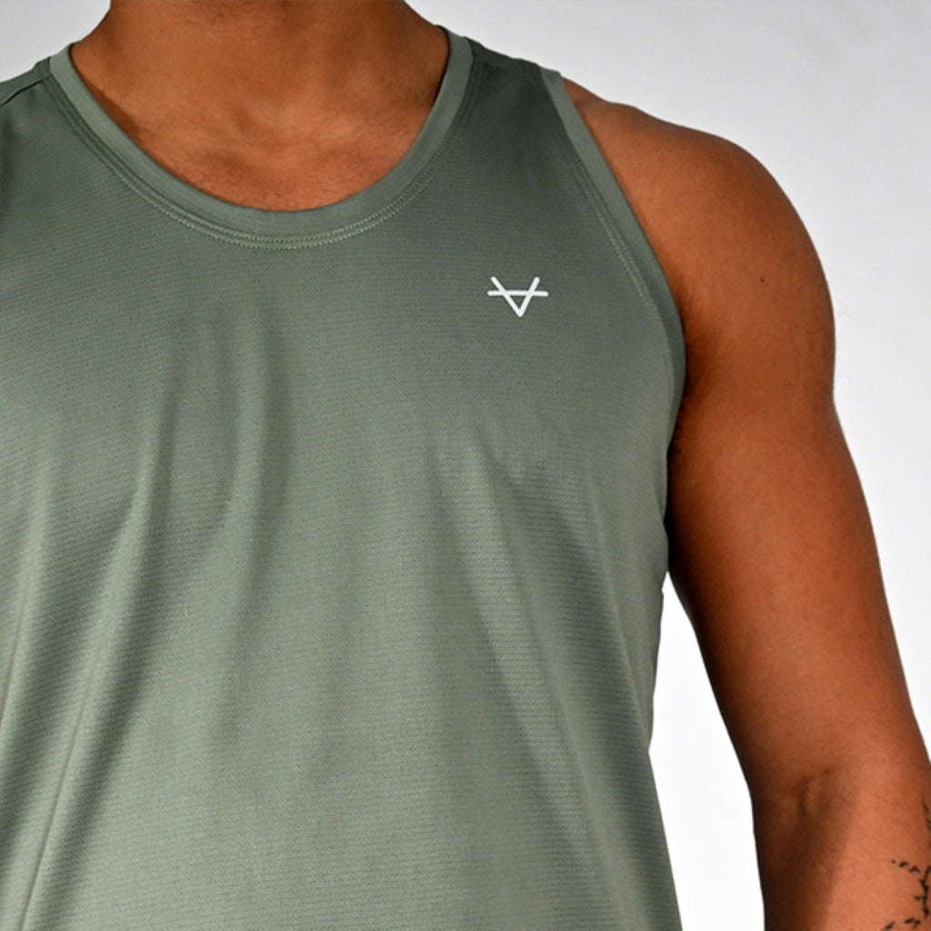 Oxen Mens Endure Performance Singlet Olive