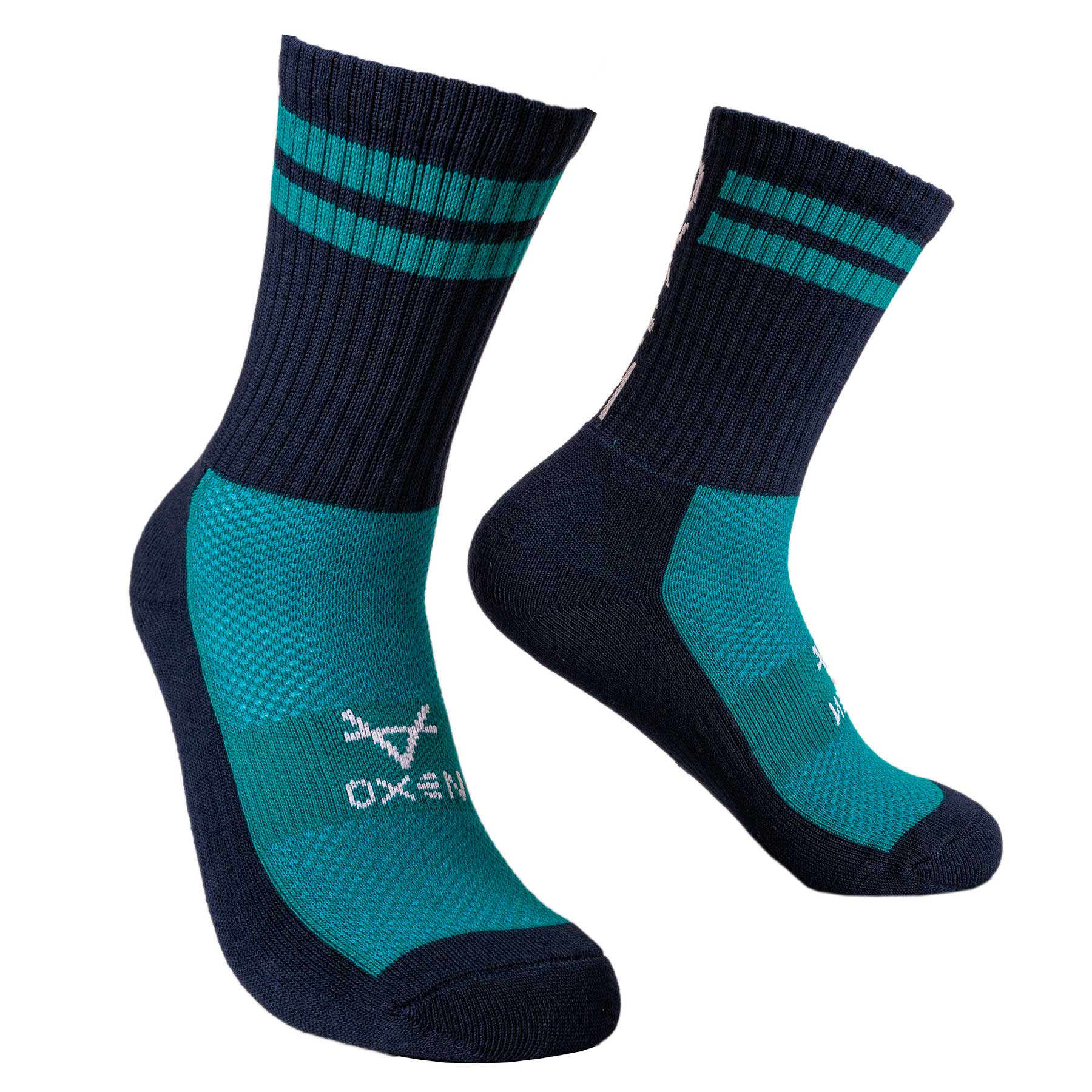 Oxen Stack Crew Socks Navy/Teal