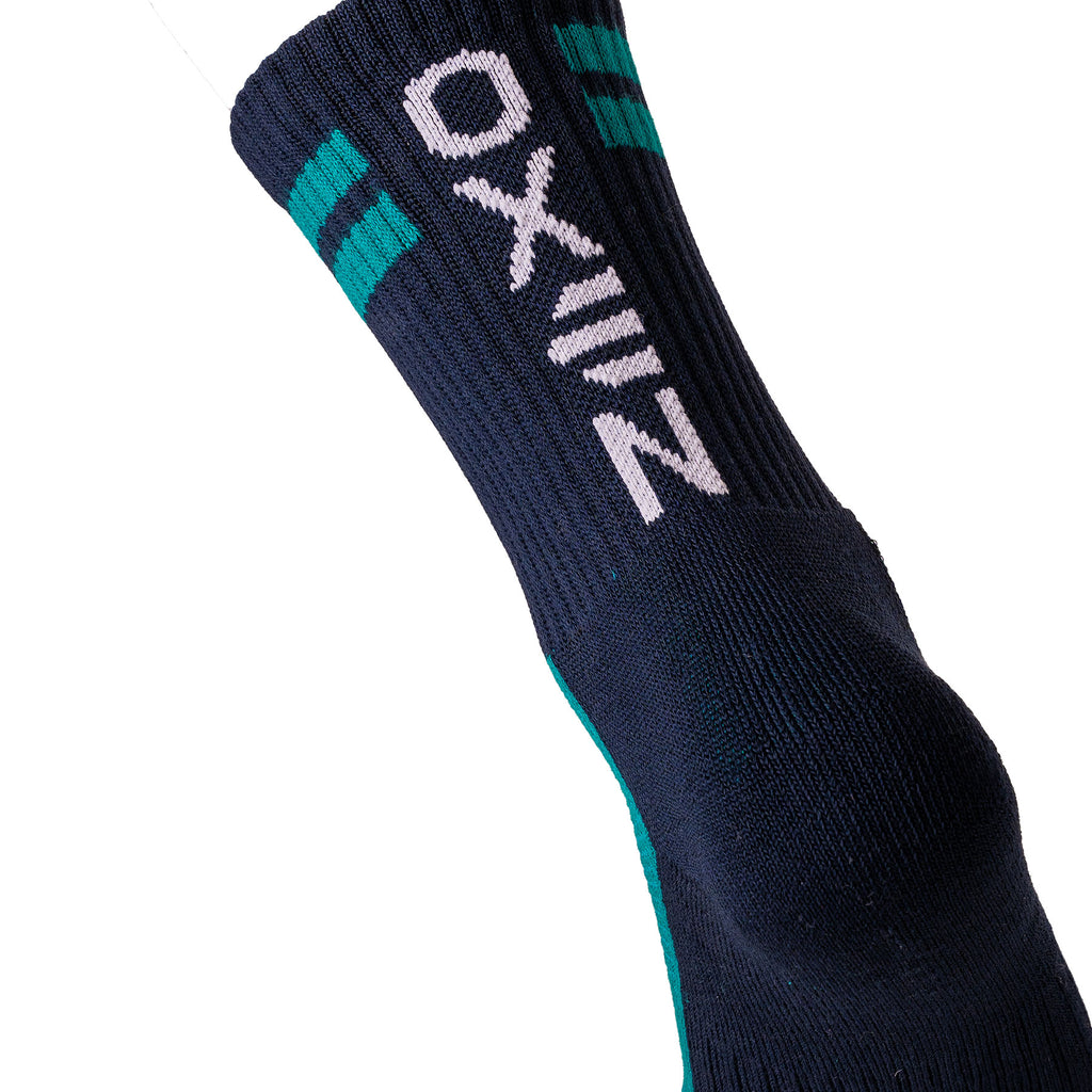 Oxen Stack Crew Socks Navy/Teal
