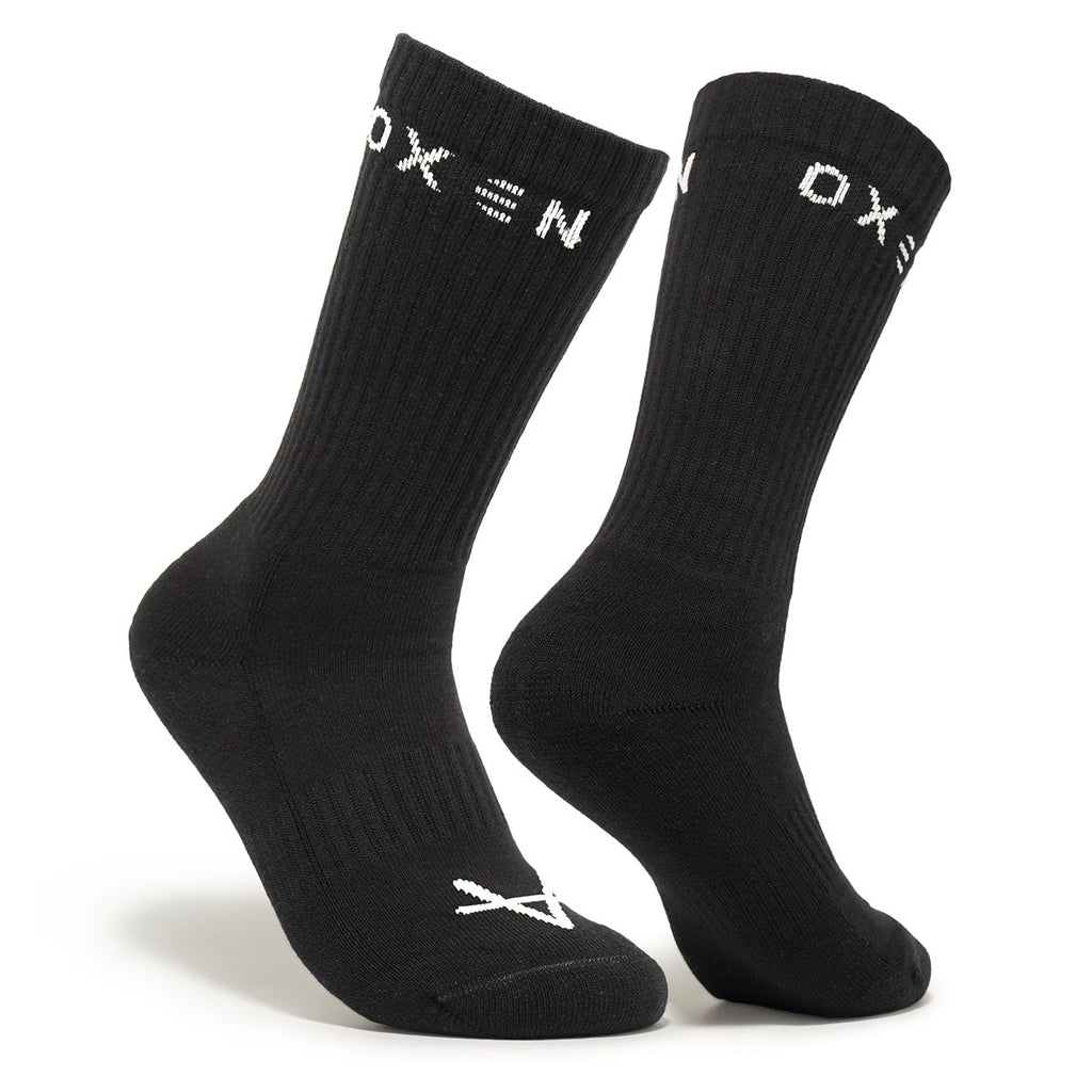 Oxen Text Crew Socks Black JNR
