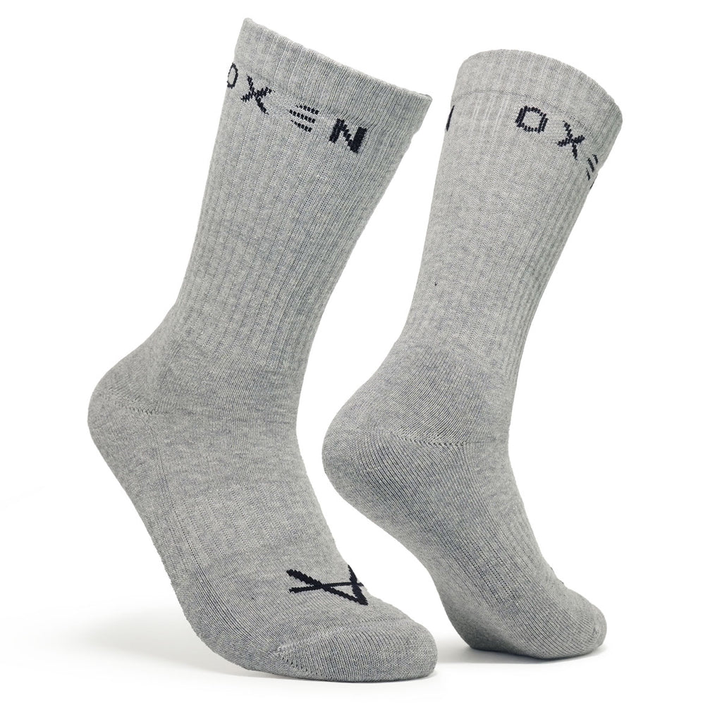 Oxen Text Crew Socks Grey