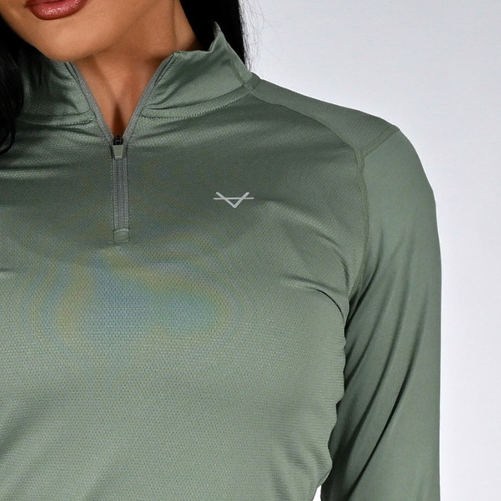 Oxen Womens Endure Performance QZ Midlayer Olive