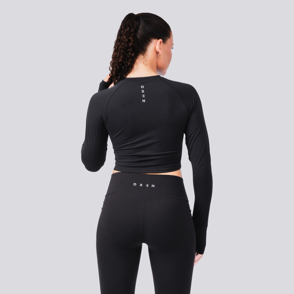 Oxen Womens Endure Sculpt LS Crop Top Blk