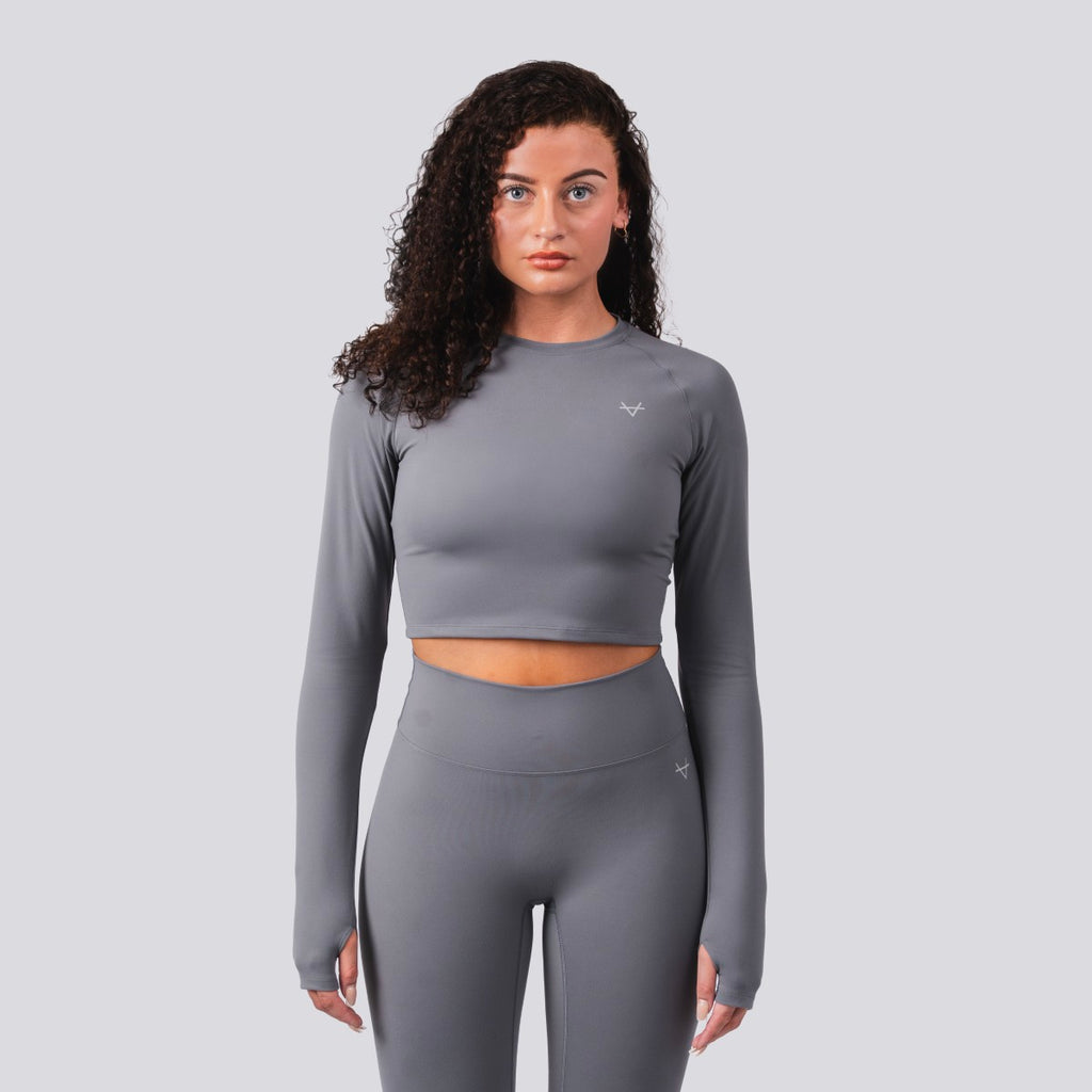 Oxen Womens Endure Sculpt LS Crop Top Fossil