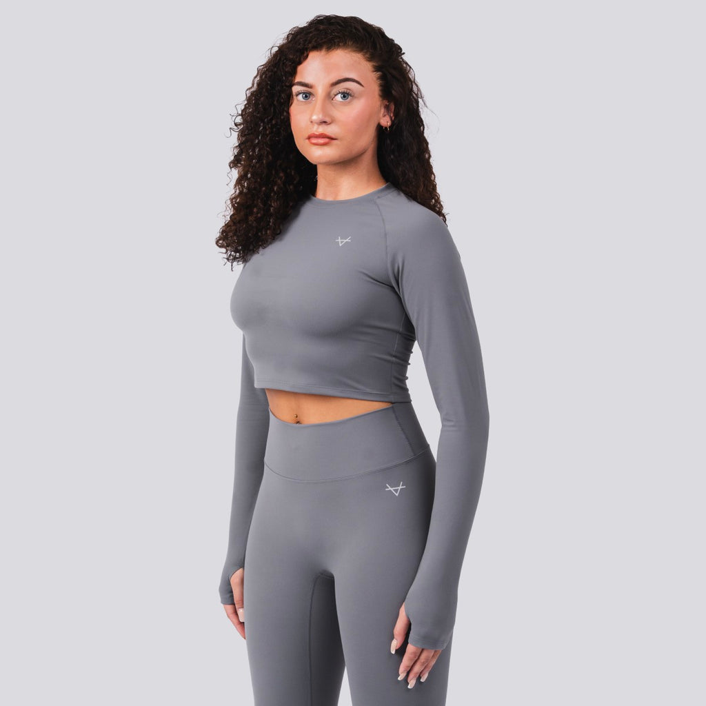 Oxen Womens Endure Sculpt LS Crop Top Fossil