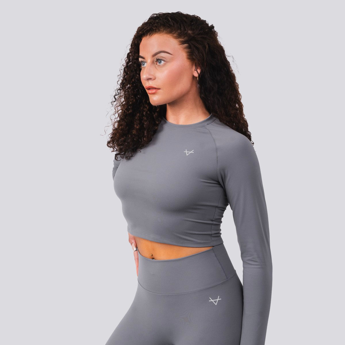 Oxen Womens Endure Sculpt LS Crop Top Fossil